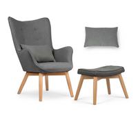 Fauteuil à oreilles Sofotel Norse avec repose-pieds, gris