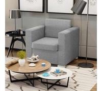 Fauteuil Accueil Bureau Gris Clair Tissu Polyester Confortable avec Coussin Épais Rembourré et Housse Amovible Lavable, Assise Large et Cadre Bois Solide pour Salon Salle d'Attente Décoration Maison