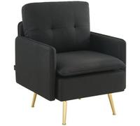 Fauteuil ADAM en tissu noir avec piètement en métal doré - BAÏTA