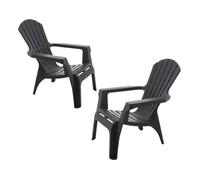 Fauteuil Adirondack résine polypropylène Wilsa Garden - Anthracite - 2 Fauteuils Adirondack