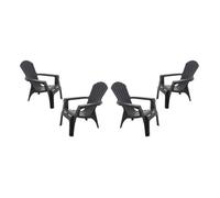 Fauteuil Adirondack résine polypropylène Wilsa Garden - Anthracite - 4 Fauteuils Adirondack