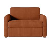 Fauteuil AGATHE convertible express couchage quotidien 70x190cm en velours côtelé terracotta - Matelas 13cm