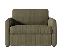 Fauteuil AGATHE convertible express couchage quotidien 70x190cm en velours côtelé vert kaki - Matelas 13cm