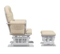 Fauteuil Allaitement - Crème - Chaise berçante - 1 PLACE - avec repose-pied - Blanc crème Tissu 70x72x107 cm F1617