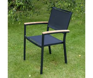 Fauteuil aluminium et textilène noir casablanca