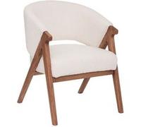 Atmosphera – Fauteuil Amza – Tissu bouclette, structure bois – Blanc, H 82,5 cm