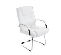 CLP Chaise Cantilever Attila XXL avec Accoudoirs - Fauteuil Oscillant de Bureau en Similicuir - Chaise de Salle à Manger Rembourrée Charge Max 1, Couleur:Blanc