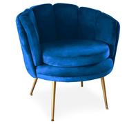 Fauteuil Arrondi en Velours "Dabren" 80cm Bleu