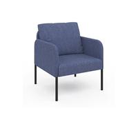 Fauteuil AUGUSTE tissu bleu pieds métal noir Bleu G