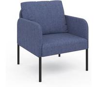 IDMarket – Fauteuil Auguste – Tissu bleu – Pieds métal noir