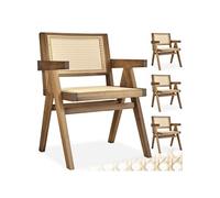 Fauteuil avec accoudoirs Style bohème Lot de 4 Chêne clair