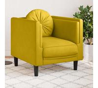 Fauteuil avec Coussin Siège Chaise Canapé Salle de Séjour Jaune Velours vidaXL