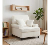 vidaXL Fauteuil XXL avec Coussins Crème Tissu à 1,5 Lignes