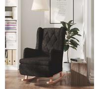 Fauteuil avec Pieds à Bascule en Bois d'Hévéa Gris Foncé Tissu Salon vidaXL