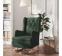 Fauteuil avec Pieds à Bascule en Bois d'Hévéa Gris Foncé Tissu Salon vidaXL