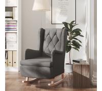 Fauteuil avec Pieds à Bascule en Bois d'Hévéa Gris Foncé Tissu Salon vidaXL