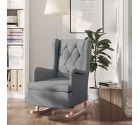 Fauteuil avec Pieds à Bascule en Bois d'Hévéa Gris Foncé Tissu Salon vidaXL