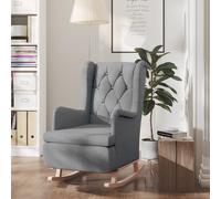 Fauteuil avec Pieds à Bascule en Bois d'Hévéa Gris Foncé Tissu Salon vidaXL