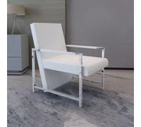 Fauteuil Avec Pieds Chromés Blanc Similicuir Blanc