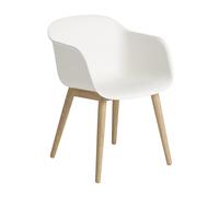 Muuto Fauteuil avec piètement en bois recyclé Fiber Chair blanc naturel lxHxP 54,5x77x56cm