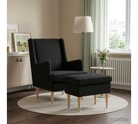Fauteuil avec pouf 2 pc Bouclé Ensemble de fauteuils Chaise longue vidaXL vidaXL