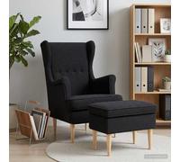 Fauteuil avec pouf 2 pc Bouclé Mobilier de salon Tissu Bouclé moderne vidaXL vid