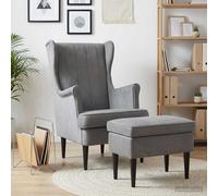 Fauteuil avec pouf 2 pc Velours Ensemble de fauteuils salon Mobilier vidaXL vida