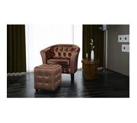Fauteuil avec repose-pied (1 Personne) - COCO - Charge max.:150 kg - Design Élégant - Similicuir - Marron - accoudoirs - 69 5x62x7
