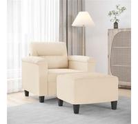 vidaXL Fauteuil avec repose-pied Beige 60 cm Tissu microfibre Beige
