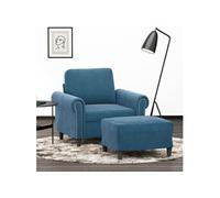 Fauteuil avec repose pied Bleu 60 cm Velours Bleu G