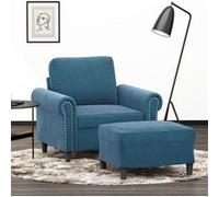 vidaXL Fauteuil avec repose-pied Bleu 60 cm Velours