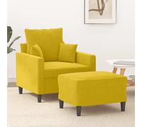 vidaXL Fauteuil avec repose-pied jaune 60 cm velours3201103 Jaune G