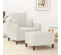 vidaXL Fauteuil avec repose-pied Crème 60 cm Velours