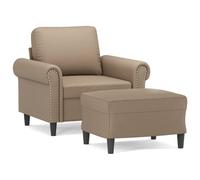 Fauteuil avec Repose-Pied Cappuccino 60 cm en Similicuir Confortable Structure Robuste métal et contreplaqué Design Moderne pour Salon séjour Bureau avec Assise rembourrée