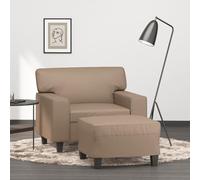 Fauteuil avec Repose-Pied Cappuccino 60 cm en Similicuir Durable 110 kg capacité, Structure métal Stable, Design Moderne pour Salon séjour Bureau Chambre, Confortable et Facile à Nettoyer