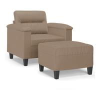 Fauteuil avec Repose-Pied Cappuccino 60 cm en Similicuir, Structure Robuste métal et contreplaqué, Montage requis, siège Confortable avec Mousse, idéal Salon séjour Bureau Studio Moderne