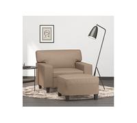 vidaXL Fauteuil avec repose-pied Cappuccino 60 cm Similicuir3201163 Marron G