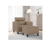 vidaXL Fauteuil avec repose-pied Cappuccino 60 cm Similicuir3201241 Marron G