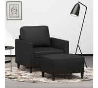 vidaXL Fauteuil avec repose-pied Noir 60 cm Similicuir