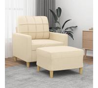 Fauteuil avec Repose-Pied crème 60 cm Tissu Durable Mousse Confortable Structure métal contreplaqué Salon Maison détente Conversation Lecture télévision