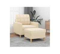 Fauteuil avec repose-pied Crème 60 cm Tissu3200995
