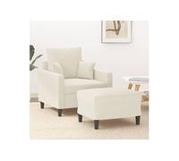 Fauteuil avec repose pied Crème 60 cm Velours