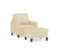 vidaXL Fauteuil avec repose-pied Crème 60 cm Tissu