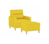 Fauteuil vidaXL avec repose-pied en Tissu Jaune clair 60 cm Jaune G