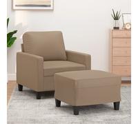 Fauteuil met voetenbank 60 cm kunstleer cappuccinokleurig3201023