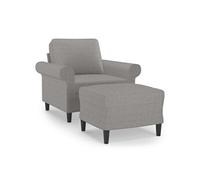 Fauteuil avec repose-pied Gris clair 60 cm Tissu
