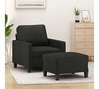 Fauteuil avec repose pied Noir 60 cm Tissu Noir G