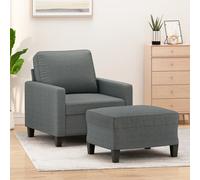 Fauteuil avec repose-pied Gris foncé 60 cm Tissu, canapé, fauteuil, fauteuil TV, canapé simple, siège, canapé relax, canapé de loisirs
