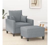 Fauteuil avec repose pied Gris clair 60 cm Tissu