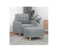 vidaXL Fauteuil avec repose-pied Gris clair 60 cm Tissu3200993 Gris clair G